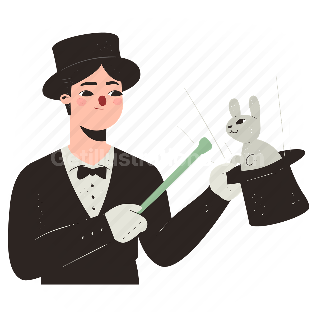 magic, rabbit, hat, magician, person, man